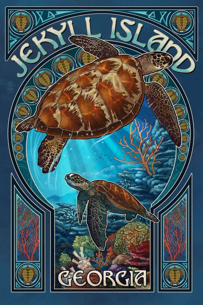 Piece 500 (19x27 Premium Nouveau Puzzle for Art USA) Adults in Jekyll and Sea Turtle Jigsaw Island, Made Family, inches, Georgia,