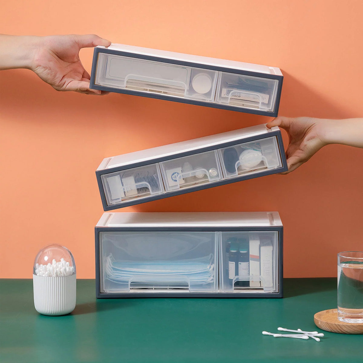 Pieces, 5 box storage Organizer, [TFAC] Transparent 4 use, 4 ROSELIFE multi-scene Slots, for Drawers, Desktop Organize