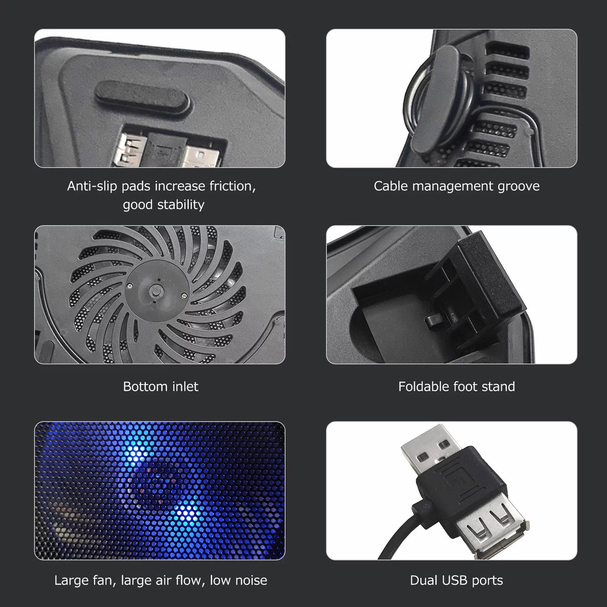 14 Noise USB Cooling Laptop Laptops Support Single Laptop Portable Fan Cooler Two inch Design Low Arealer Below Base Ports