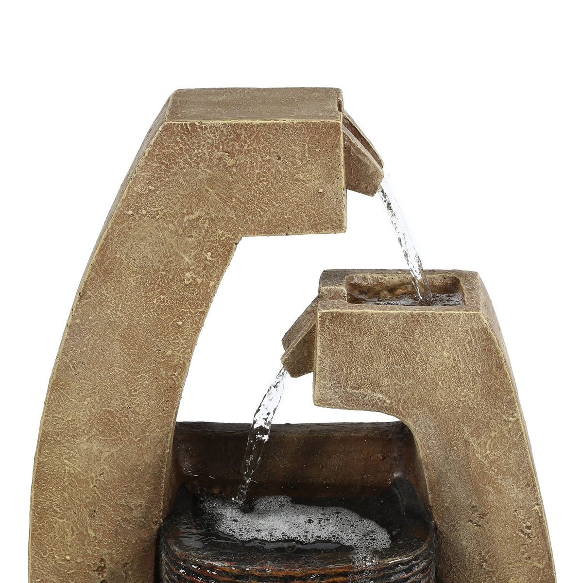Country Brown Modern Light With Fountain Sculpture Cottage HomeStock Outdoor Cement Led