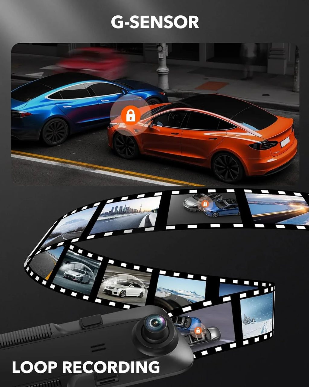 1080P Front C USB Vehicle, Dash Dash Rear 64GB Vision, 12'' and Car & with Free Super Card WOLFBOX Night Port Cam, Rear Cameras 4K GPS, View Mirror