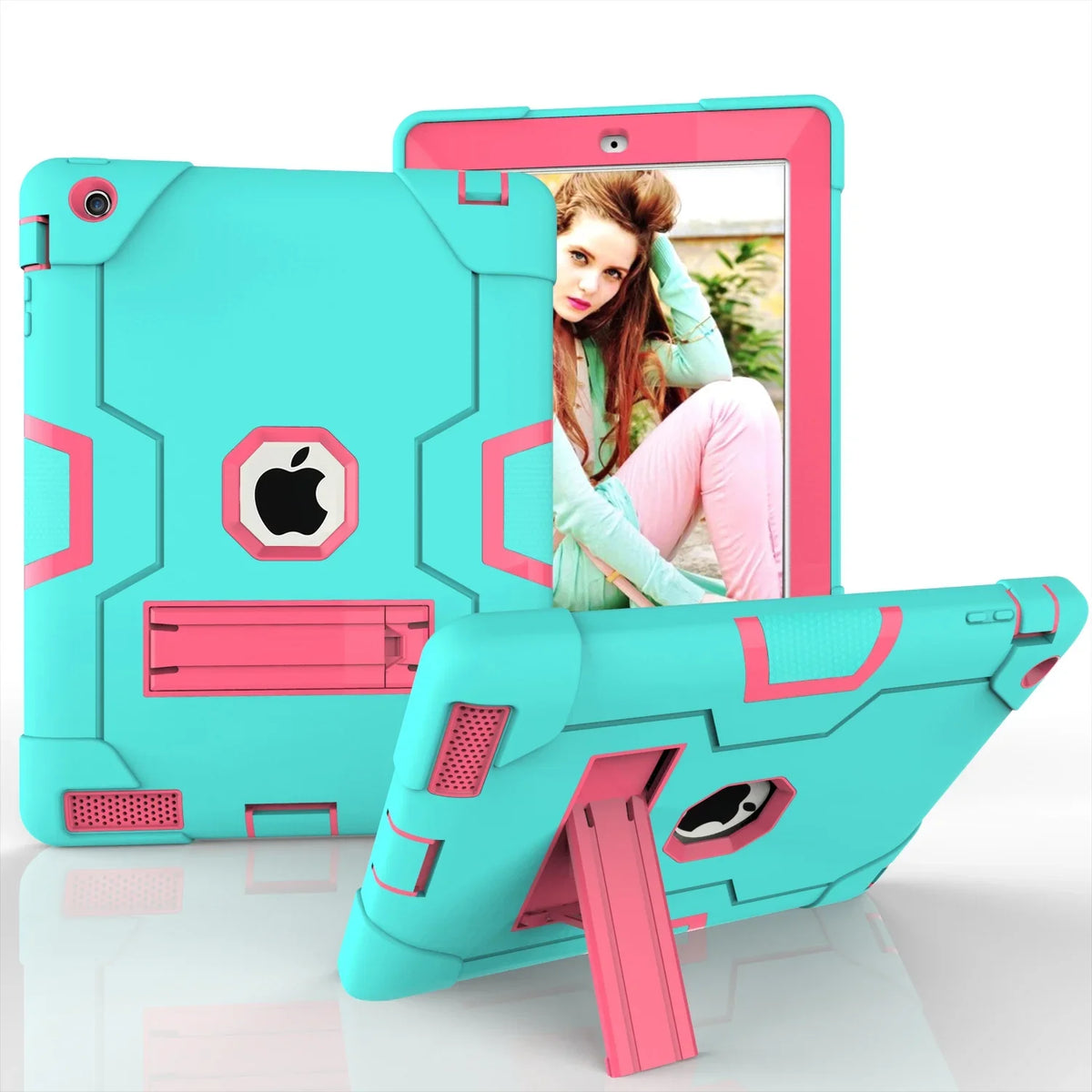 Gen / Layer Case Case,iPad for (Aqua/Rosegold) 3 Shockproof iPad Kickstand Allytech Case,iPad / 2 iPad Protective iPad Three Armor Defender 4 Gen Case, with Generation 2nd Cover iPad 3rd 4th