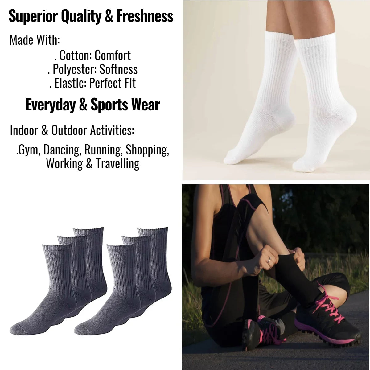 to Unibasic Sports Unisex 9 Pack (White, Athletic Socks 11) 10 Crew Cotton