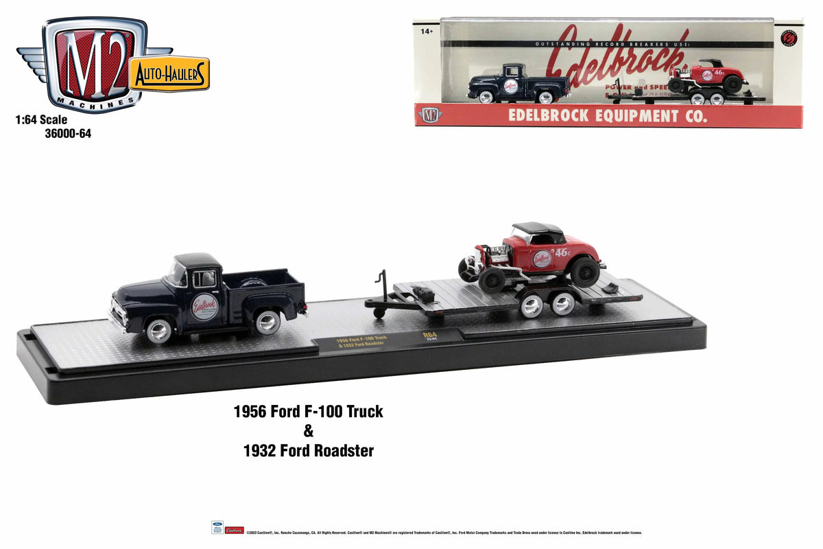 Ford 64 Ford Truck Hauler 1956 & F-100 1932 Roadster Auto M2 Machines