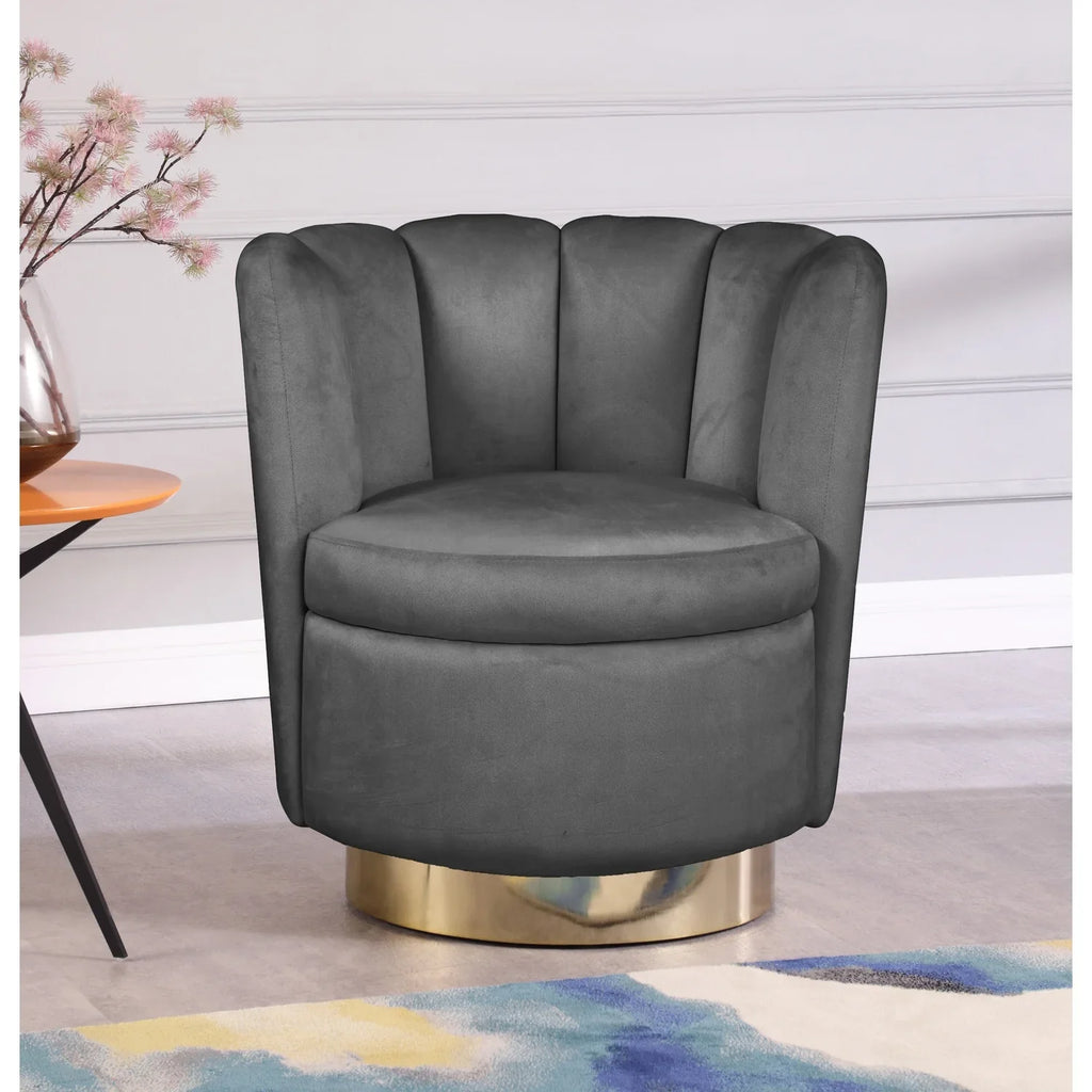 Serenity Velvet Base, Upholstered Seaside 30-inch Durable W 31-inch Steel x 27-inch Swivel with Gold Accent D Chair Homestock H x