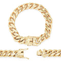 mm Jewelry Plated Fashion BEBERLINI Cuban Bracelet Curb Gold Stainless 16 14K Steel 9" for Adult Link Chain Men