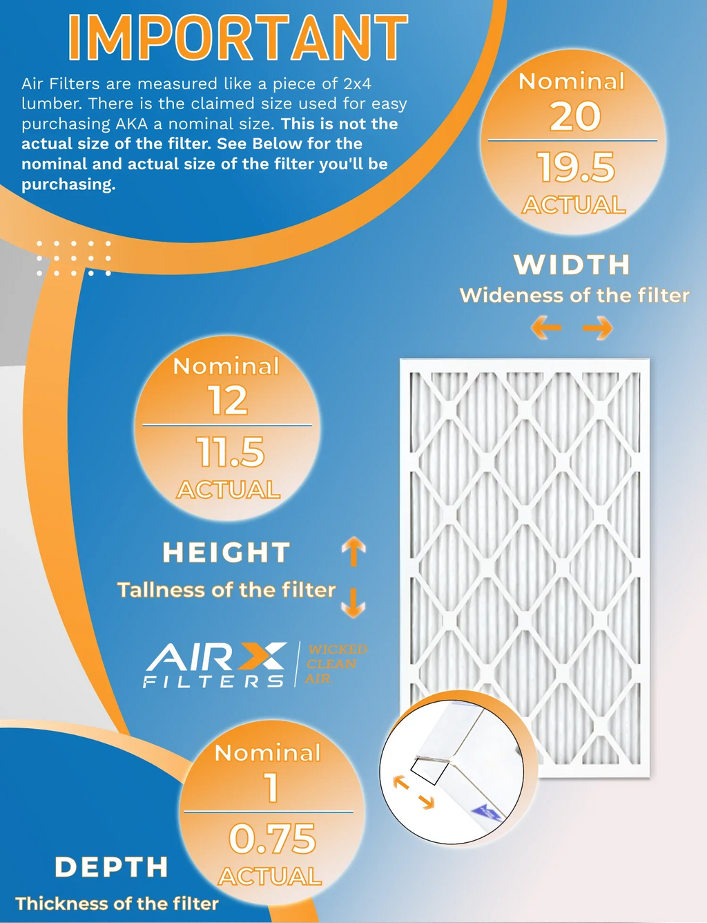 11 Pack AIRX 12 Comparable to CLEAN MPR 1000, MPR FILTERS MERV Made FPR - Filter Air 7 1200 WICKED 12x20x1 & AIR. of by Furnace in USA Rating, Filters