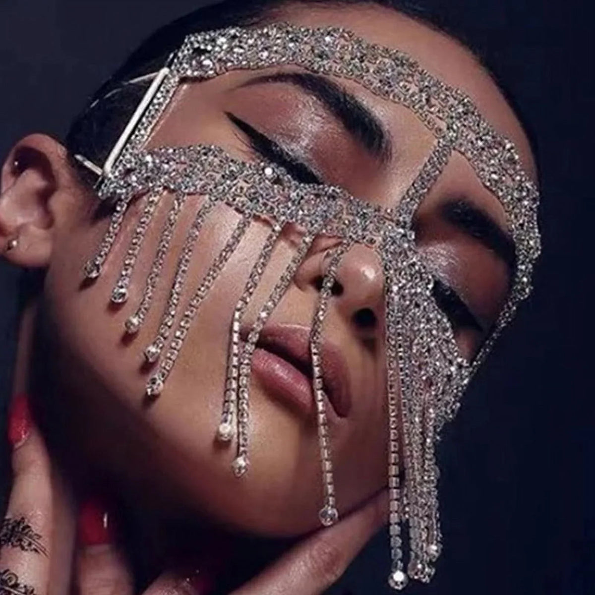 Mask Accessories Rhinestone Crystal Tussle Face Women Jewelry Halloween