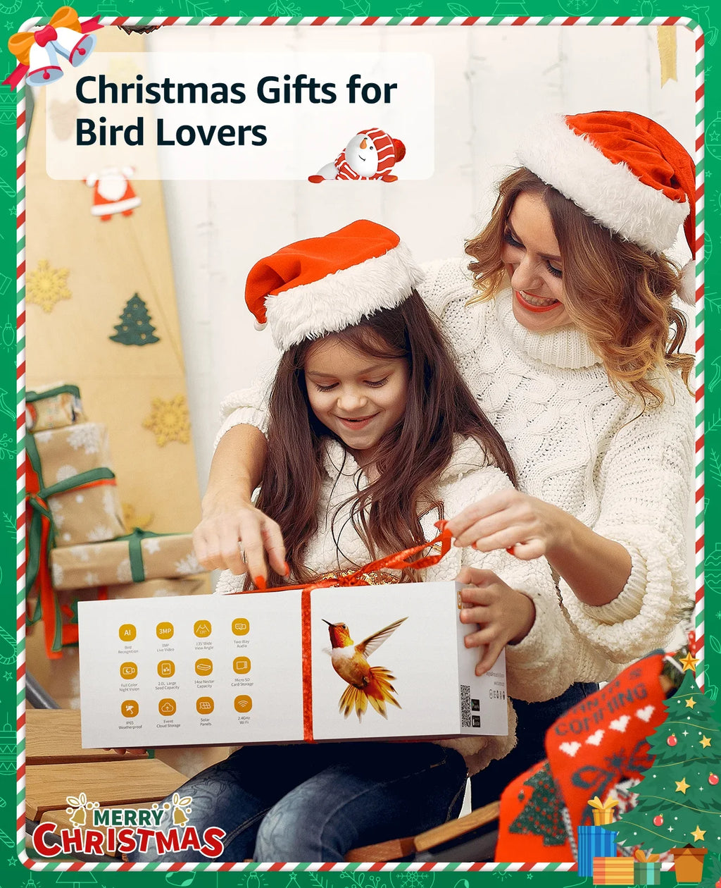 Anyone Ideal Bird Feeder Camera, in 2 HD of Capture Feeders Species, for with Gift Unique 1 Auto Camera, Birds 3MP with Camera with Hummingbird Bird Identify Close-Ups AI