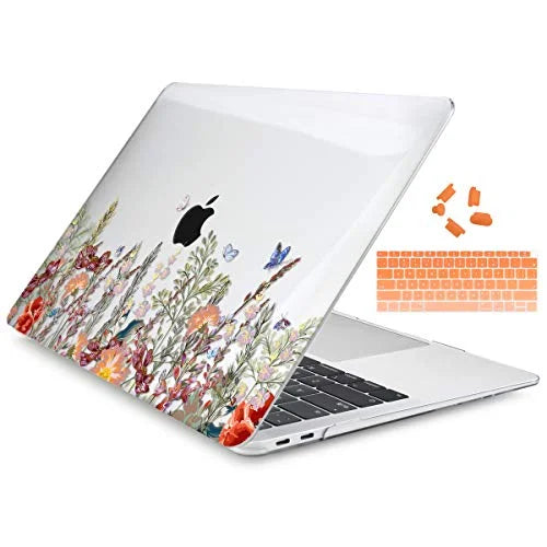 & 13 Crystal Floral ID Shell - Dongke Retina Case Touch Inch Air Display Cover 2020 for M1/A2179/A1932, MacBook Release Illustration with 2018 Clear 13" Model: 2019 MacBook for Hard A2337 Air