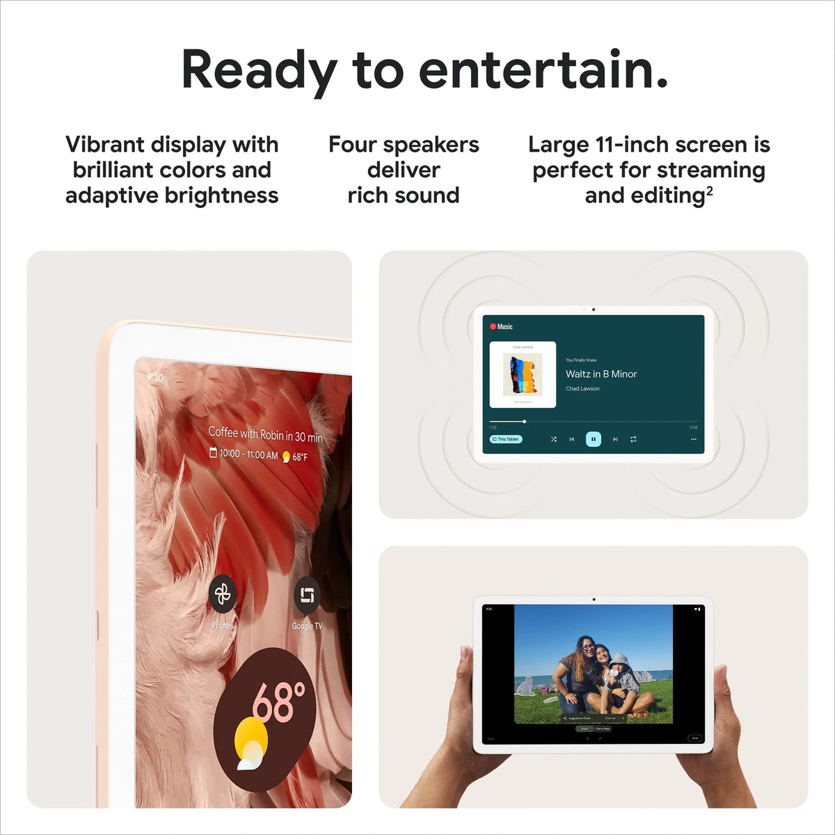 '- Long-Lasting Hazel/Hazel 11-Inch Smart and with Pixel with Home Tablet Speaker - Controls, Google - Pixels 128 2560x1600 GB, Screen, Charging Dock Tablet Battery Android