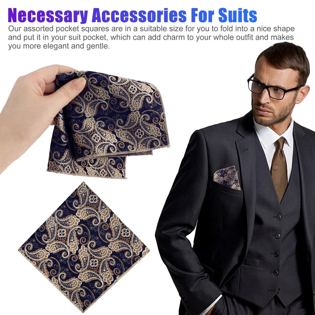 Dot 8PCS Men Square Pocket Floral Party Silk Fashion Handkerchief Hanky Wedding