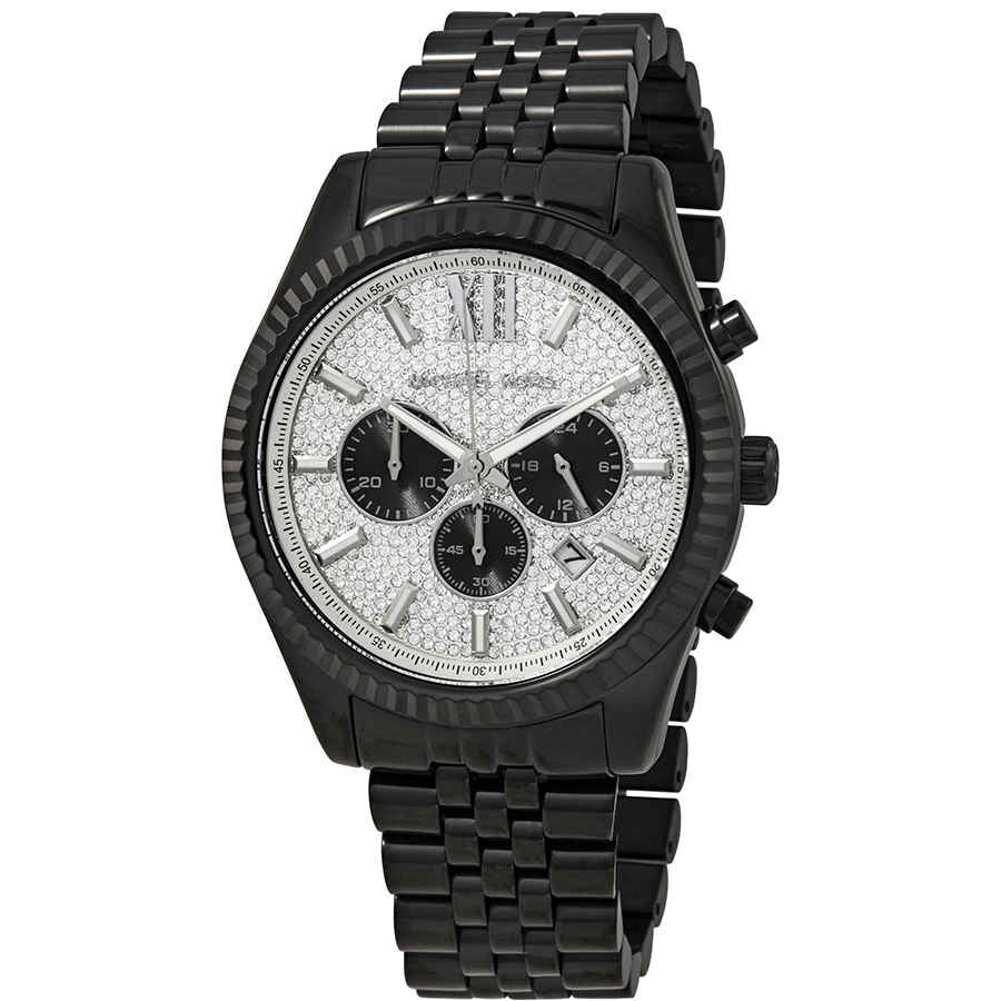 Men's Watch Paved Quartz Dial MK8605 Lexington Kors Crystal Chronograph Michael