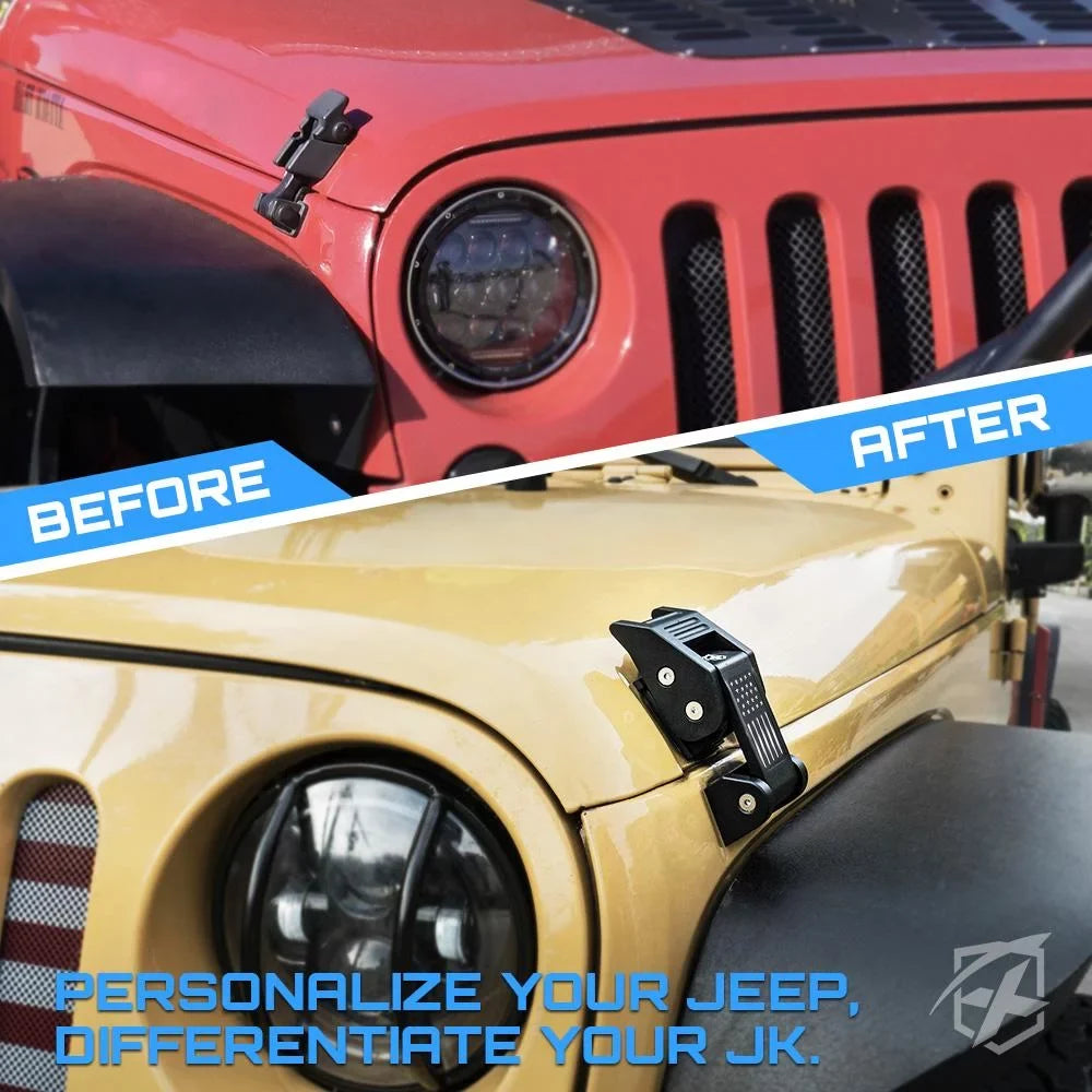 Wrangler JK Aluminum U.S. Xprite Flag Kit 2018+ & Hood Jeep Black Jeep 2007-2018 with JL for Latch Wrangler