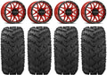 Wheels 28" 14" Krank Red Reptile FXT Mule Pro Tires Raceline Kawasaki