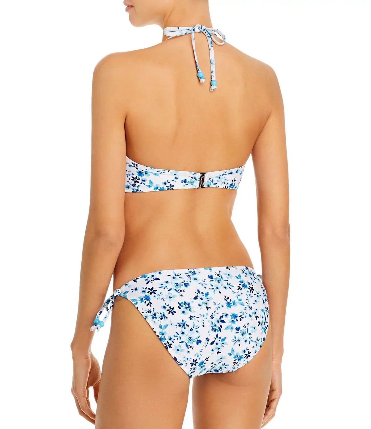 Halter Underwire Swim DD Floral Top Womens Blue Shoshanna