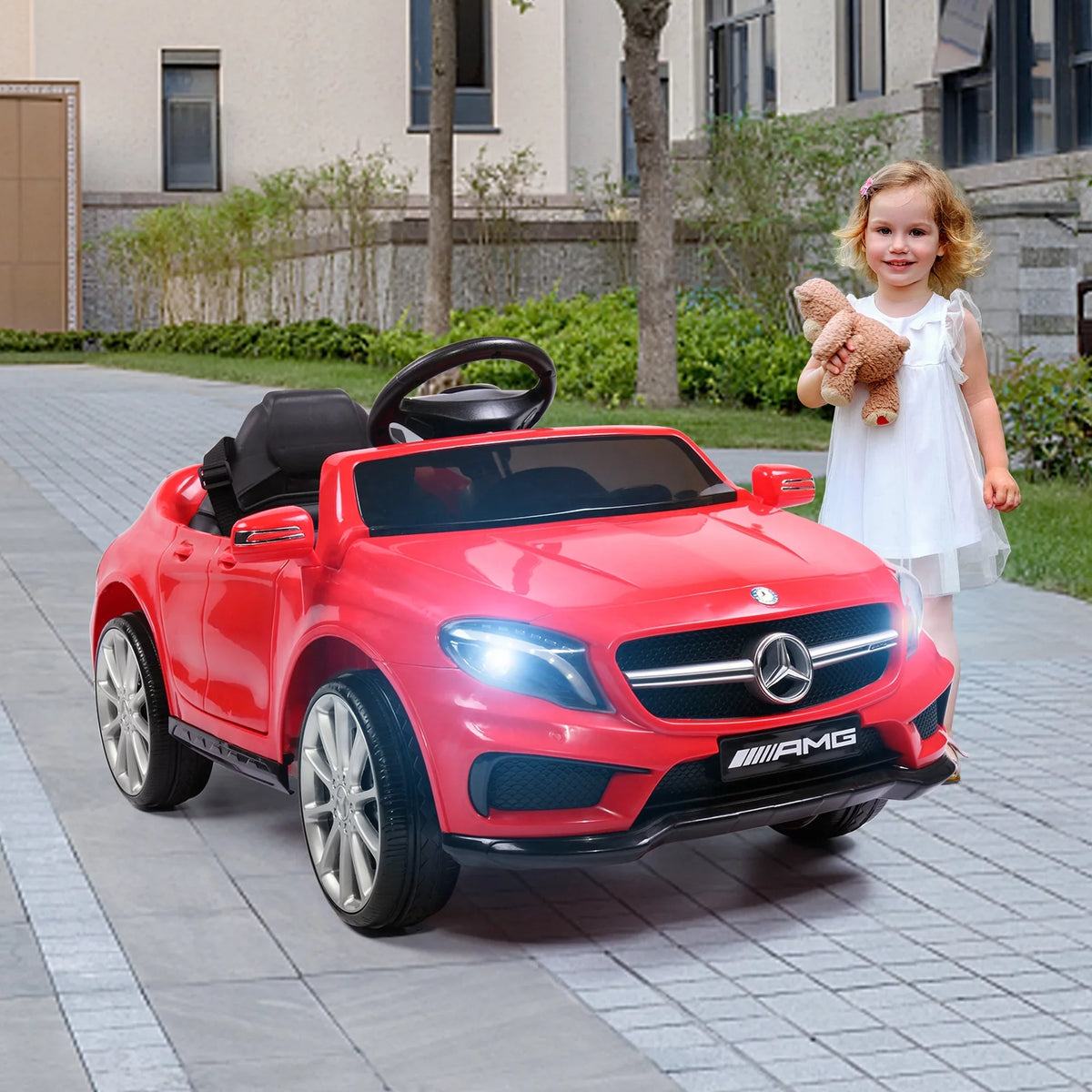 Licensed on Remote Music Age Car Red Kids Child, Control Mercedes Lights Ride 6V Benz W/ TOBBI 3-6