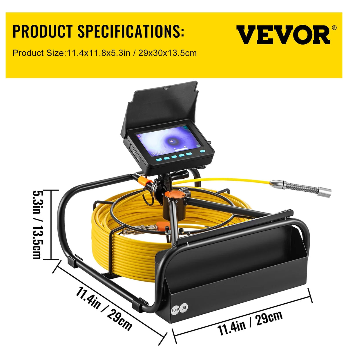 Camera LEDs with Camera Duct 8500MAH Pipeline in. 32.8FT Function Battery, SKYSHALO IP68 Waterproof TFT Lithium DVR Camera Inspection Cable Sewer Camera 4.3 Monitor 10M 6PCS Inspection LCD Screen Pipe