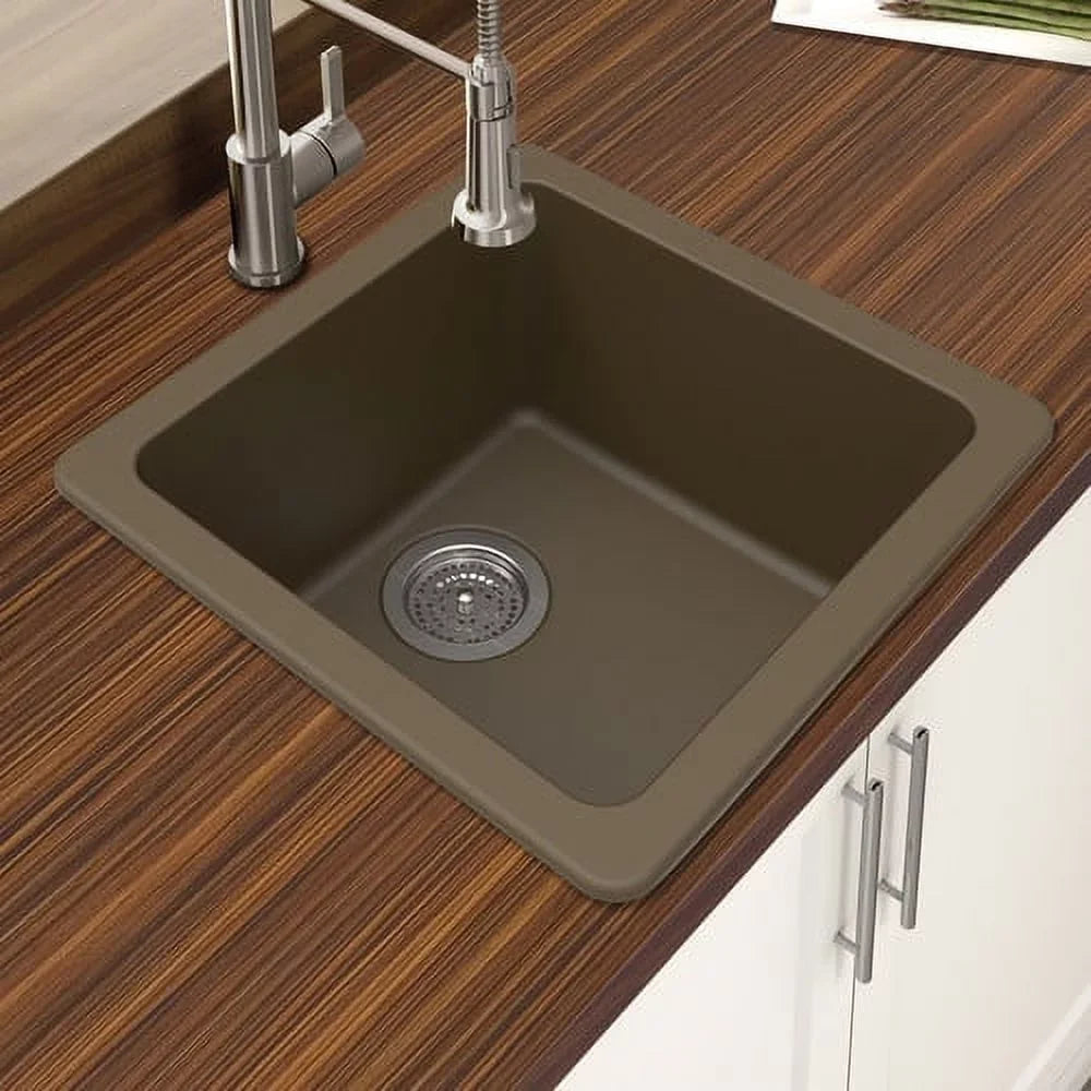 Quartz Dual W Kitchen Granite Winpro Mount x 16.64'' 16.64'' L Single Sink Bowl