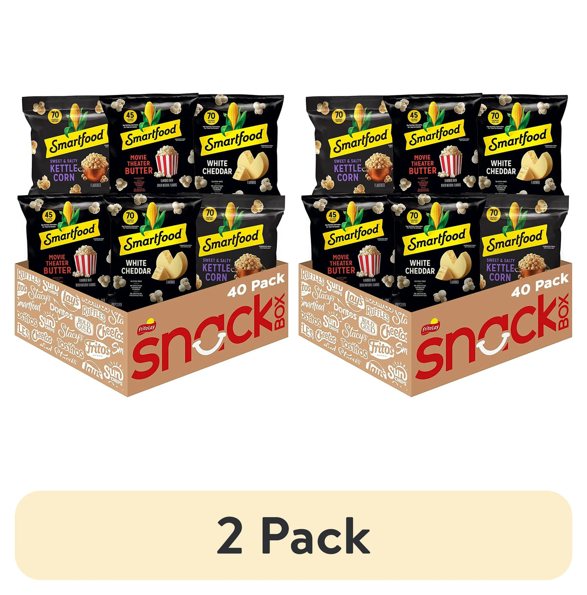 Pack Cheddar, Popcorn Snacks, Bags, & pack) 40 Corn Smartfood Variety Kettle Movie Theater Multipack White Flavor 0.5 (2 Count Butter oz