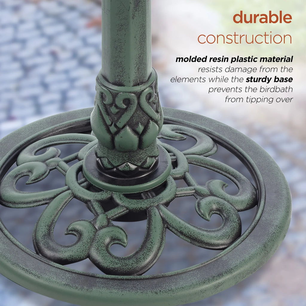 Plastic Bath, Pedestal Fountain Bird Alpine Corporation Green 3-Tier