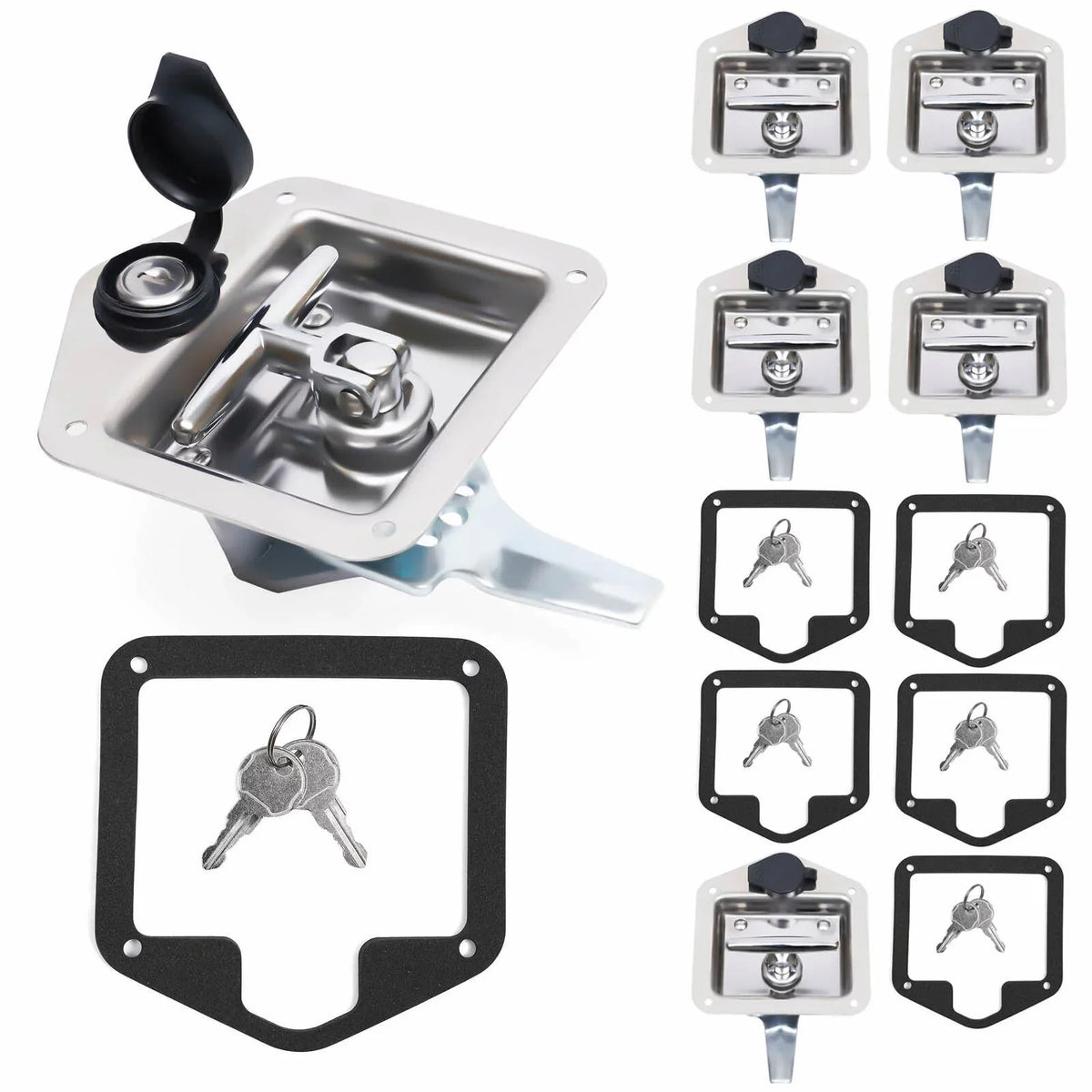Tool Door Keys 6 of Folding w/ Lock 12 T-handle RV Set Latch Steel Box Stainless
