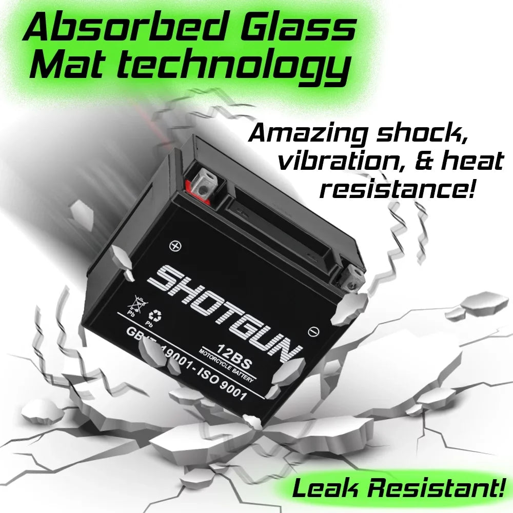 Battery GSX-R1000 with Suzuki Shotgun YTX12-BS Motorsports Compatible