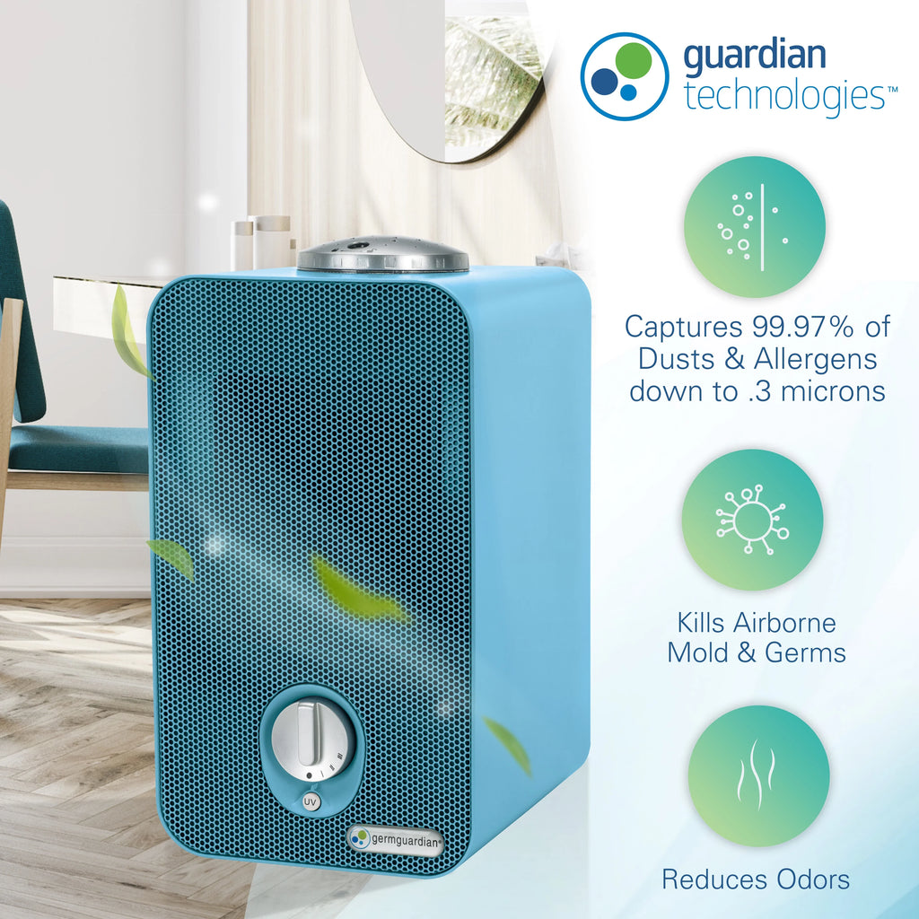 AC4150BLCA Purifier with ft., Air Filter, Light Projector, UV-C, HEPA Sq. GermGuardian 54 Night