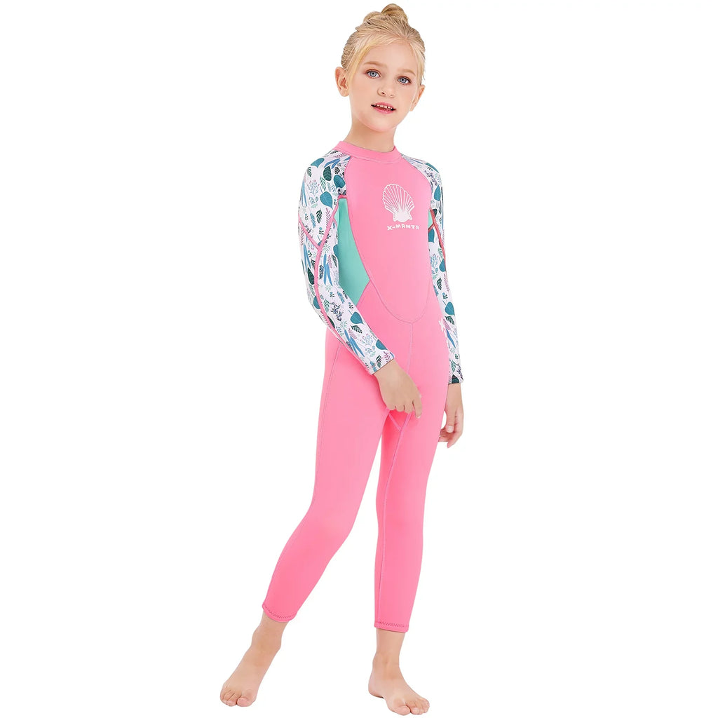 Surf Quick Sleeve Zipper Girls Wetsuit - with Swimsuit for Dry - Diving One Back Suit Piece X-MANTA Long