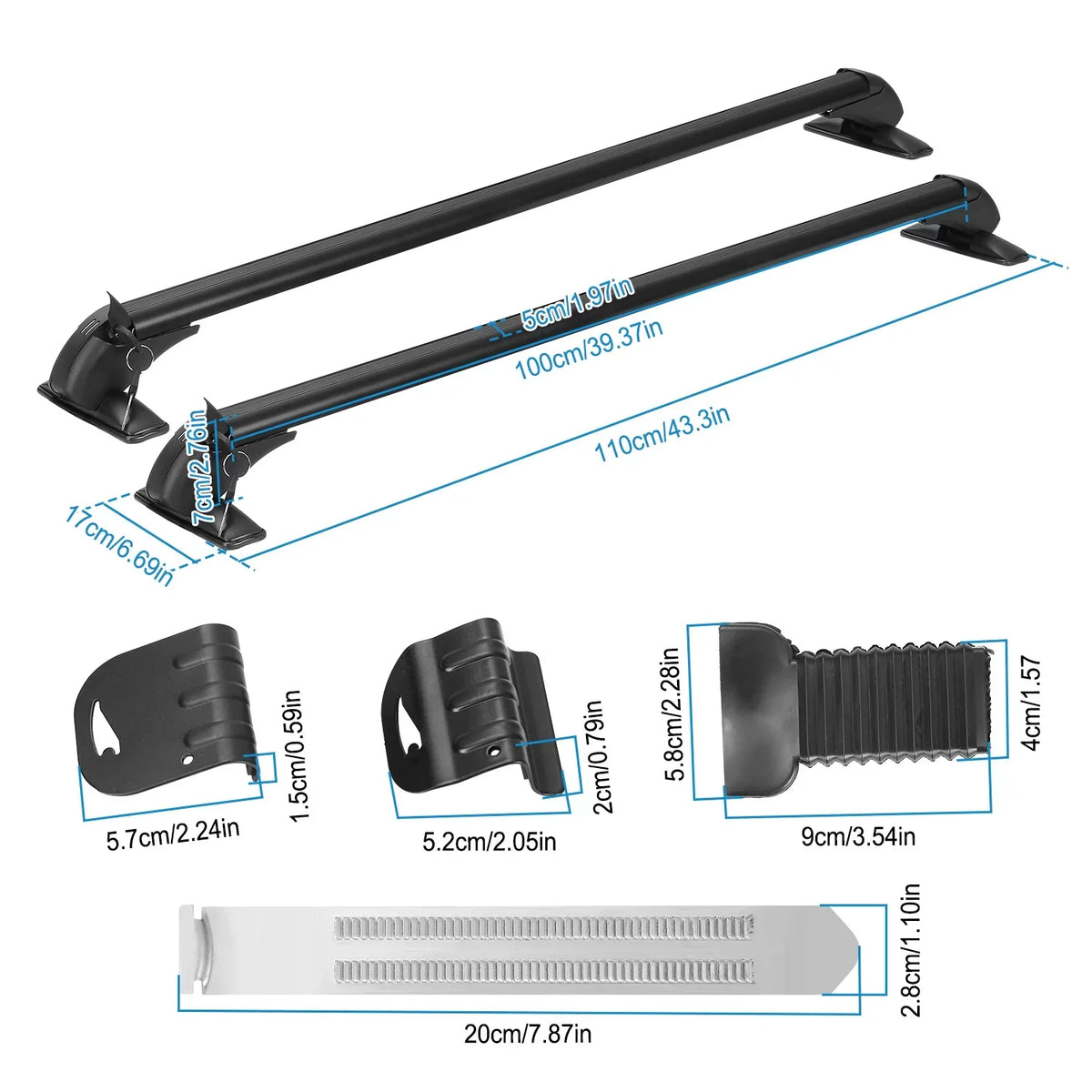 Adjustable Anti-Theft Pieces Luggage-2 Car Bar, for 43in Frame Cargo Crossbar Hooks Window Universal Lock Kayak Rack Bike Cross Roof with