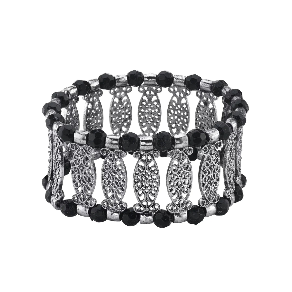 Filigree Black Color Bracelet Jewelry Stretch 1928