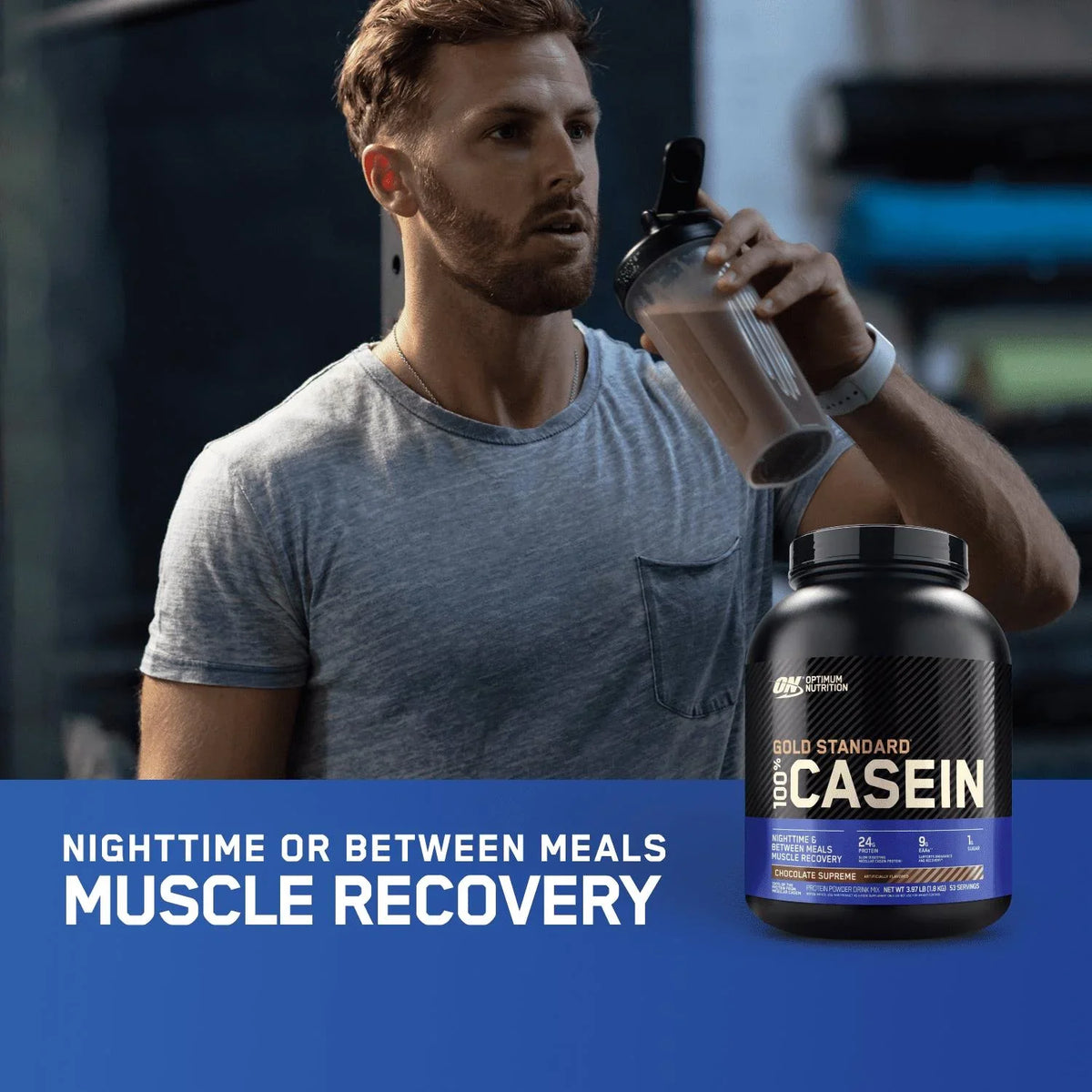 lb, Protein Nutrition, Servings Supreme, g 100% Optimum 24 1.87 Powder, Standard Gold Chocolate Casein, 25