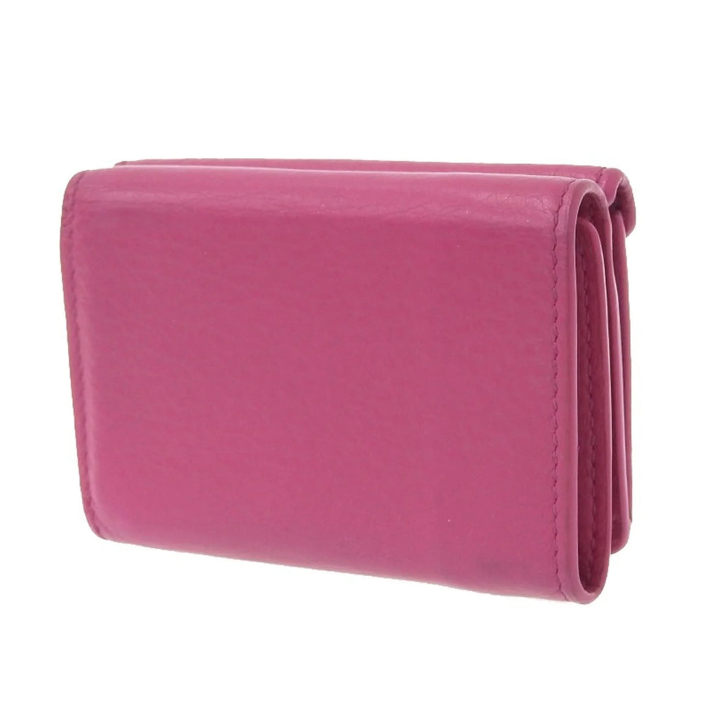 391446 Balenciaga Pre-Owned tri-fold BALENCIAGA pink with hook (Good) mini paper wallet leather