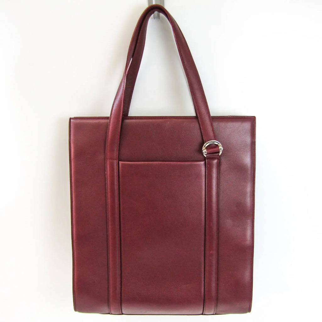 Tote Leather Women's Cartier Bordeaux Pre-Owned Bag (Good) Cabochon