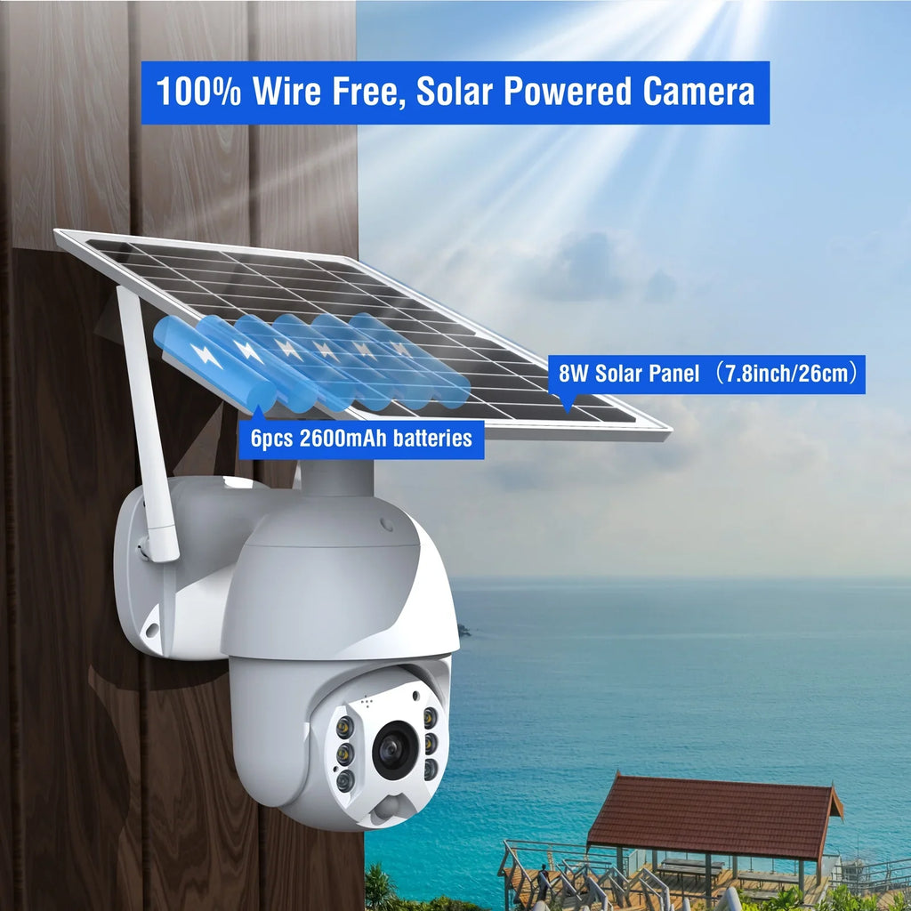 Motion Camera Detection, Vision, TOGUARD Wifi with PTZ Security Audio 1080P Wireless Camera Battery, Dome 2-Way with Night Color Solar Outdoor PIR Surveillance 15600mAh