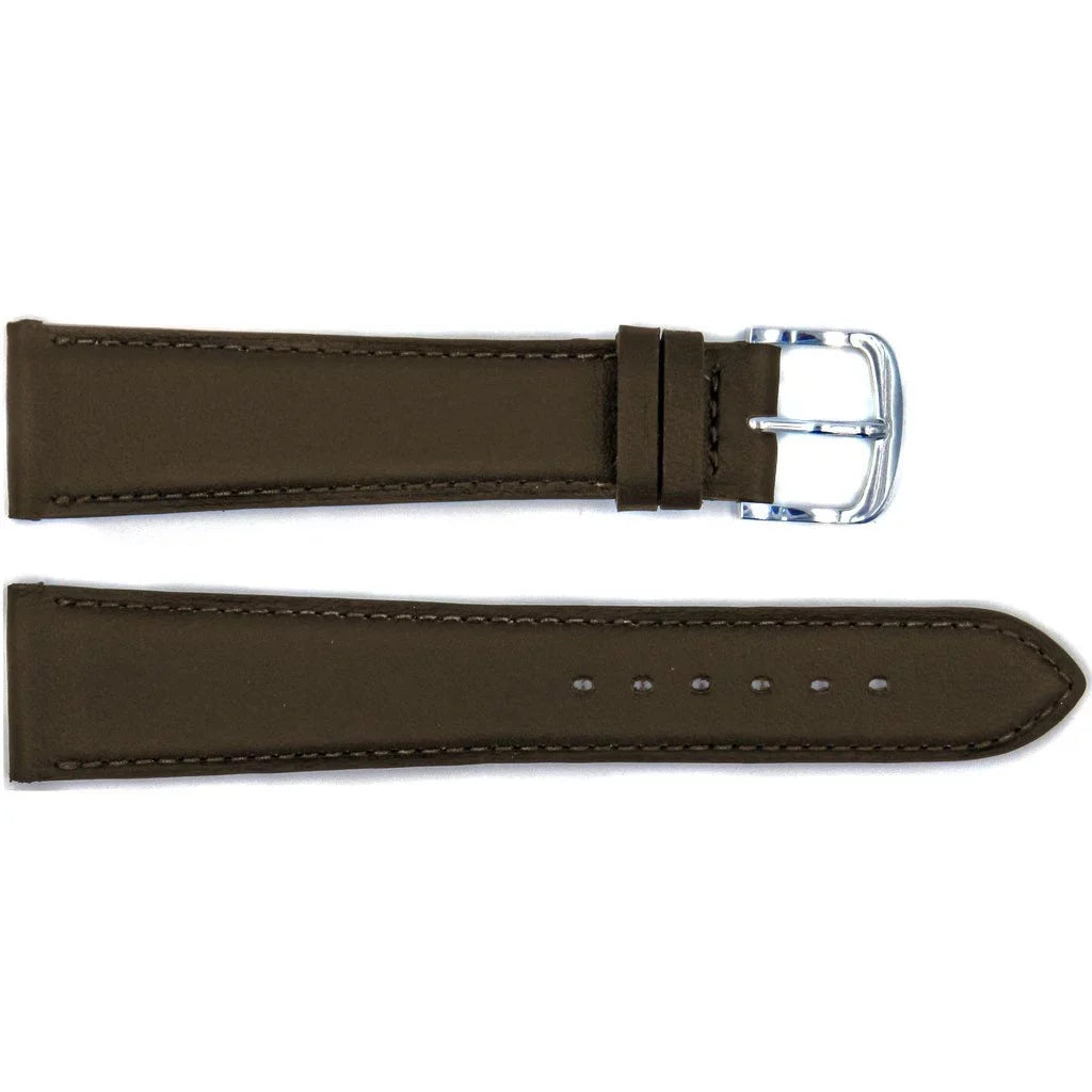 19mm Handmade Genuine Smooth Watch Leather Brown Strap