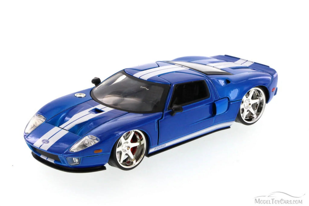1/24 Blue Movie Stripes White by Diecast 7\" (2015) Model & Ford Car Furious Jada" \Fast GT with