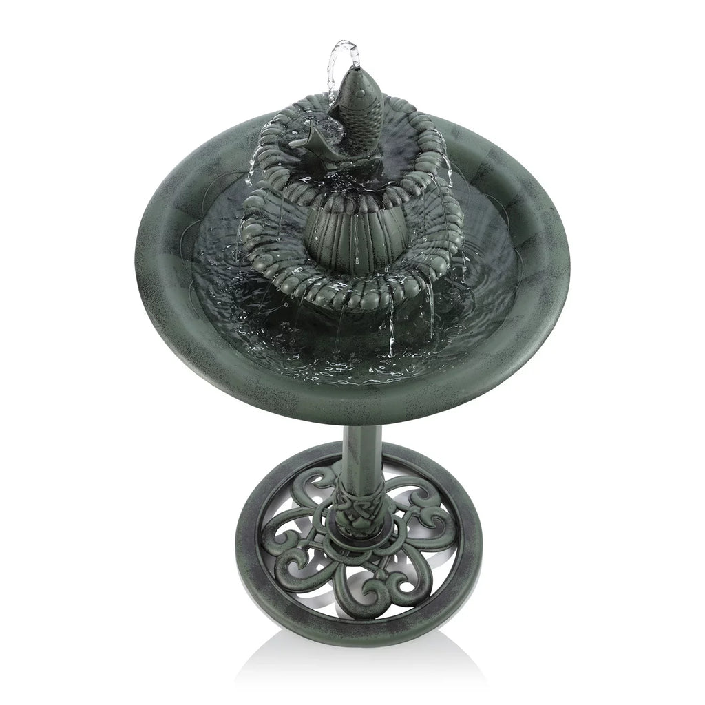 Plastic Bath, Pedestal Fountain Bird Alpine Corporation Green 3-Tier
