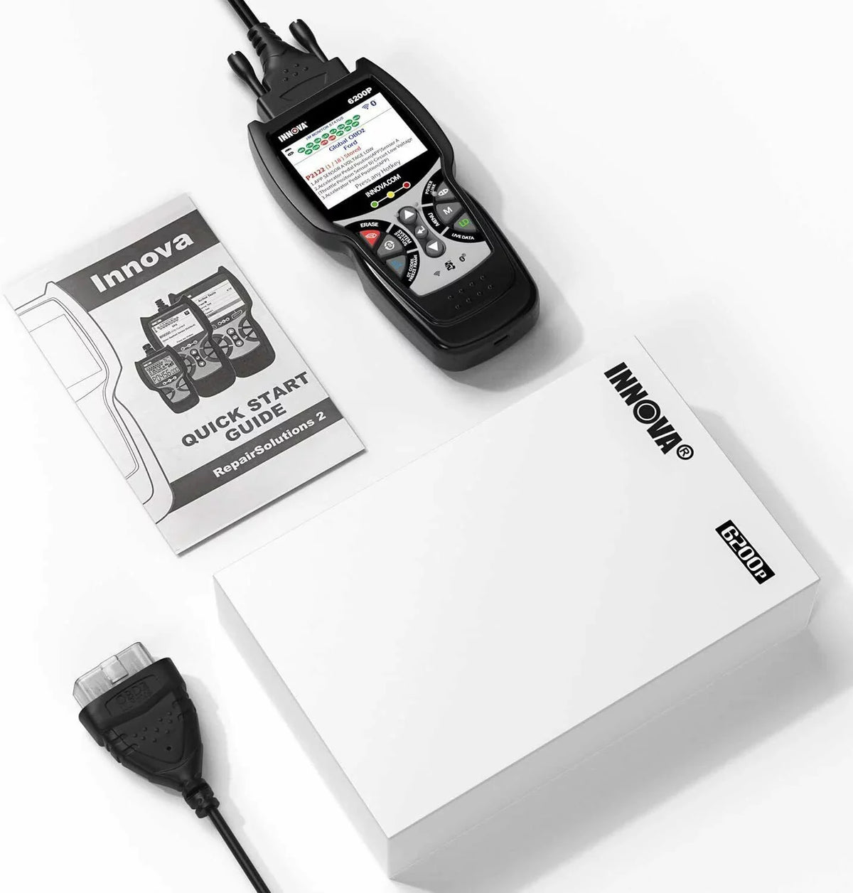 Bluettoth Diagnostic System Tool Reader Battery 6200P Oil OBD2 Registratio ABS Code Scanner Full INNOVA SRS
