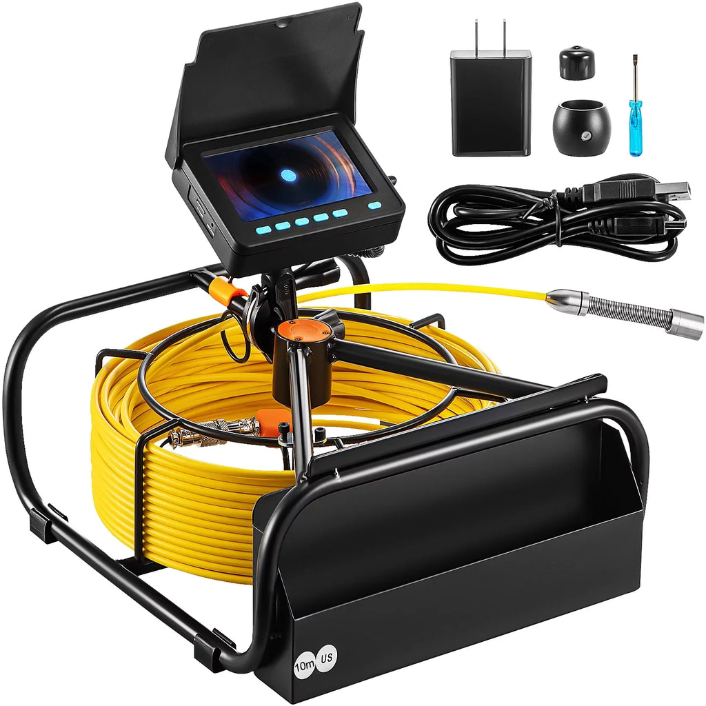 Camera LEDs with Camera Duct 8500MAH Pipeline in. 32.8FT Function Battery, SKYSHALO IP68 Waterproof TFT Lithium DVR Camera Inspection Cable Sewer Camera 4.3 Monitor 10M 6PCS Inspection LCD Screen Pipe