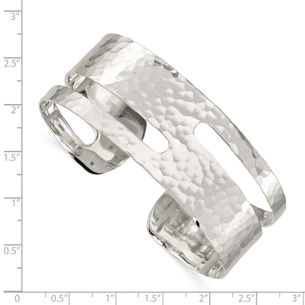 Solid Fancy Jewelry Gifts Hammered Sterling Bracelet Polished Silver for Bangle Women Cuff 925 Stackable