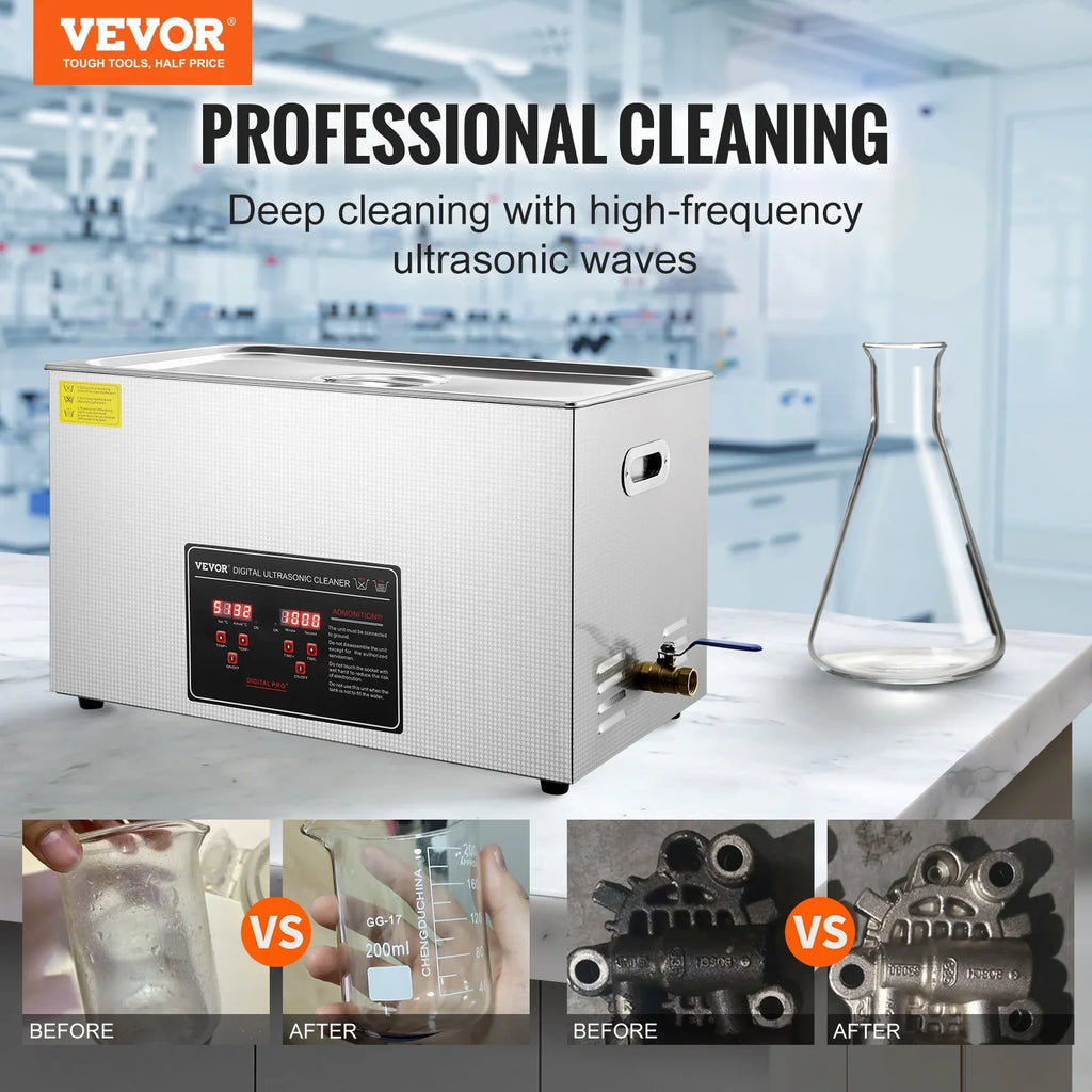 Cleaner Industrial for Cleaner with 752W Cleaner Sonic Timer Watch Digital 30L Ring Instruments Large Ultrasonic CE BENTISM Professional Certified RoHS Heating Glass Grade 304 Coin Jewelry FCC