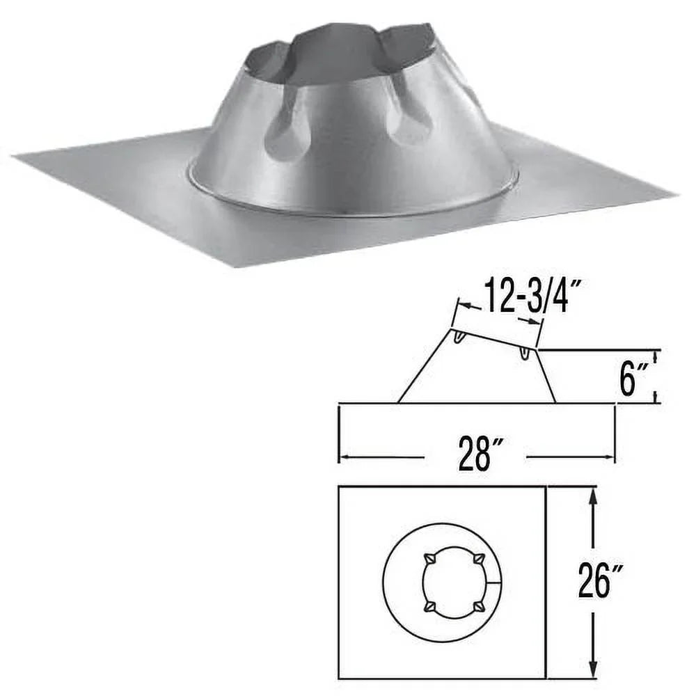 0/12-6/12 Inch Dura/plus & G Dura-Vent 8 Galvalume Storm Flashing Not M Duravent Included 8DP-F6 Collar