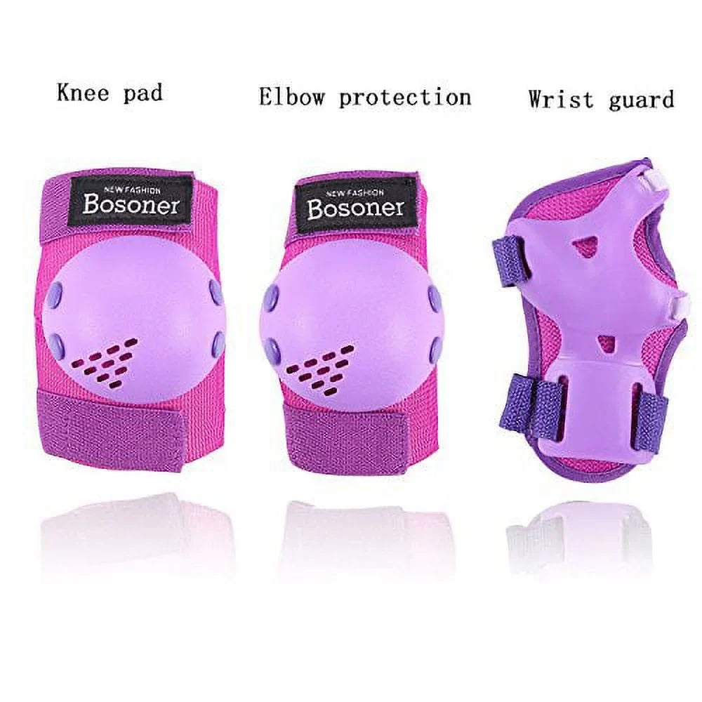 Pads Child Skateboard, Small Guards for Skating, Cycling, years) Scooter Knee Inline for Wrist Sports Gear Set Bike, Pads BMX BOSONER Roller Set Riding Protective Purple (3-7 Skates, Kids/Youth Years, Elbow