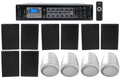 Amp+4 6-Zone Wall White Restaurant/Bar/Cafe 4 Speakers JBL Slim Pendant+8 Black