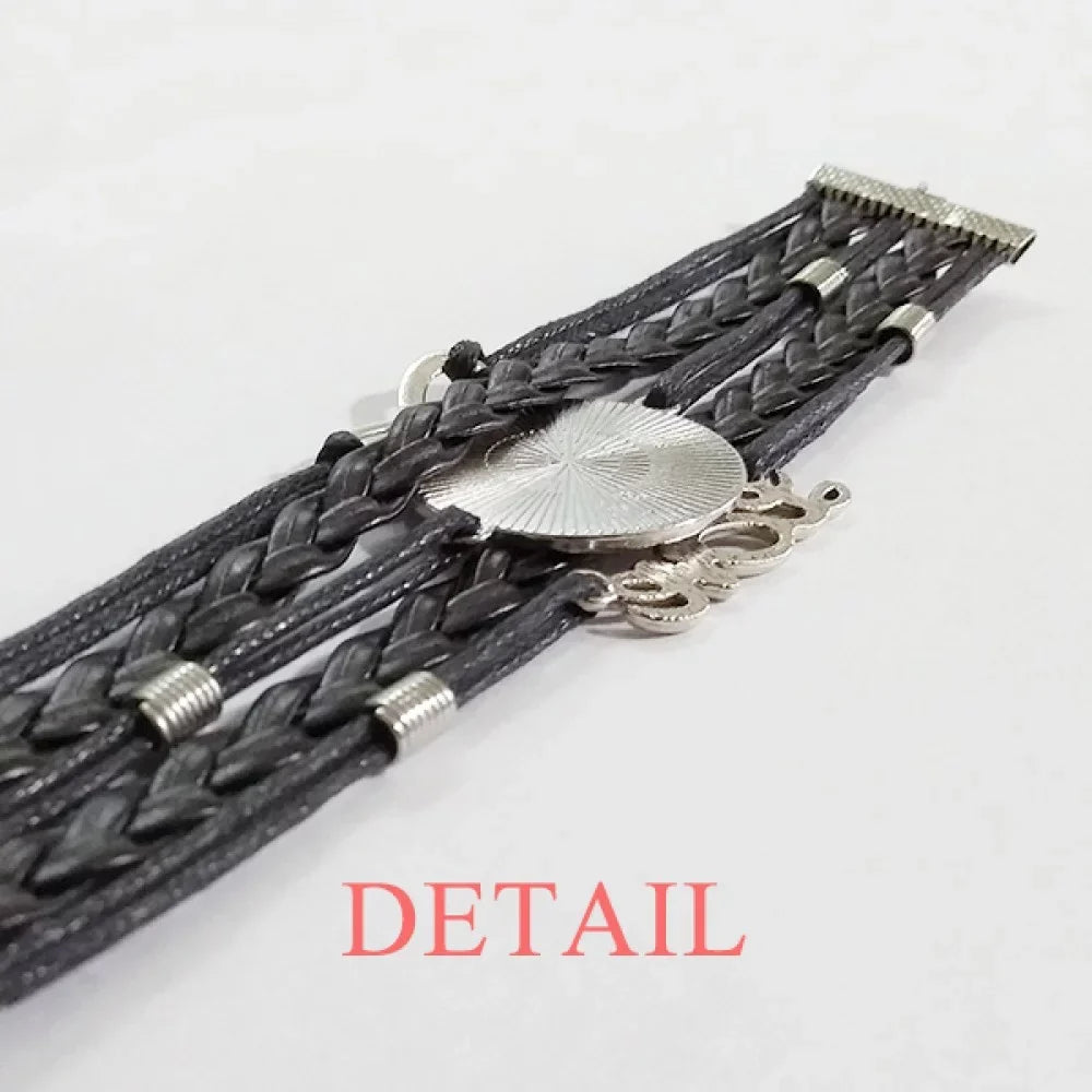 bracelet leather twisted accessory love q queen knitting wristband rope wealth poker
