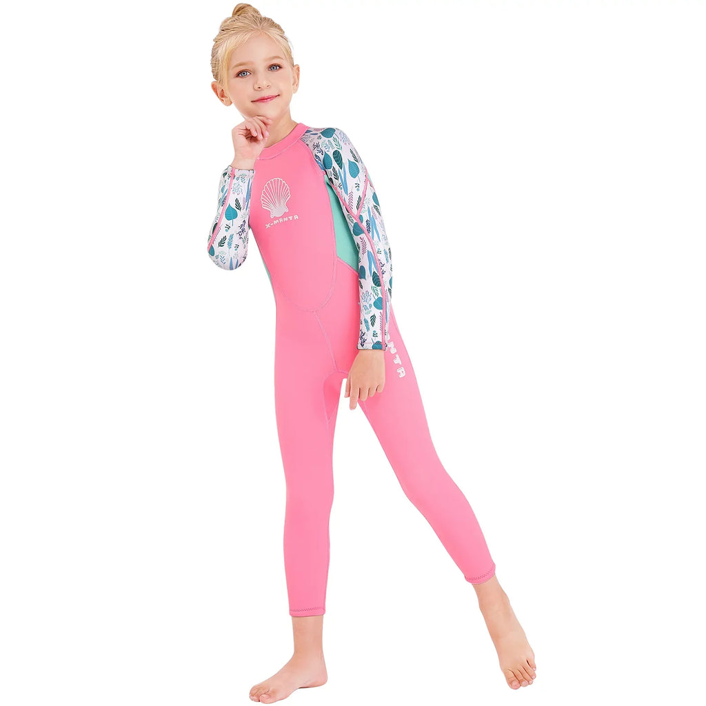 Surf Quick Sleeve Zipper Girls Wetsuit - with Swimsuit for Dry - Diving One Back Suit Piece X-MANTA Long