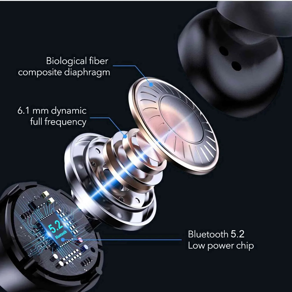 Resistance, Dual Bluetooth Earbuds Balanced, IPX5 True Case, Pro Wireless P11 Compatible Boost Bass + 5.2 Connect, with Lenovo Bluetooth UrbanX Charging Tab Black, Connection, Water