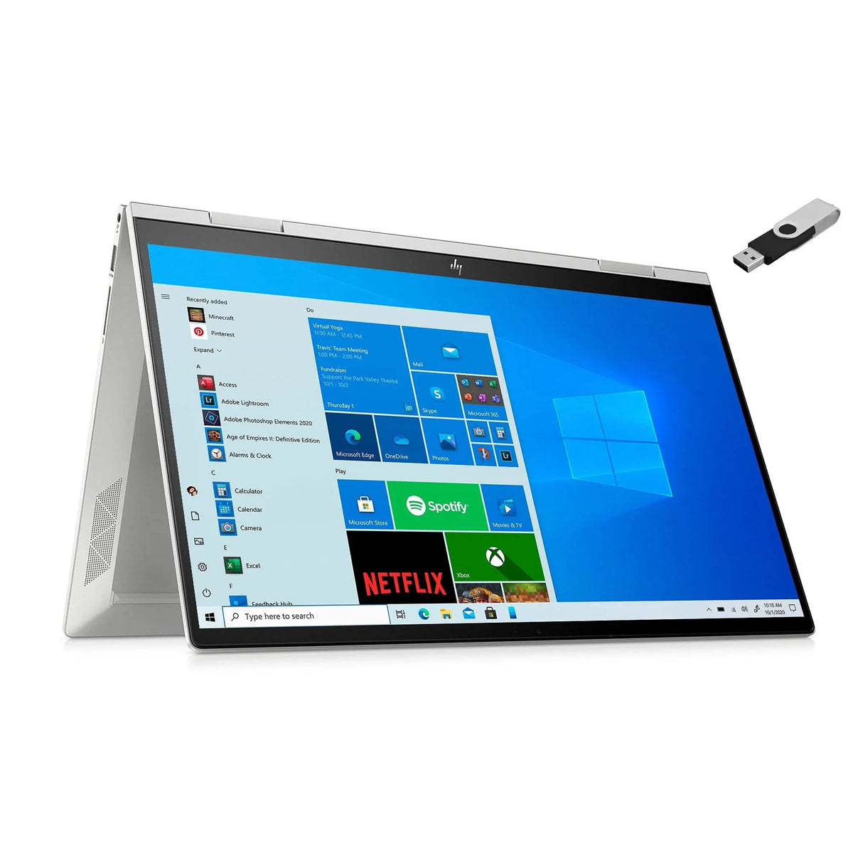 USB 512GB inch 2-in-1 12GB 11th Natural DDR4 i5-1135G7 Keyboard 10 Touchscreen Backlit Silver Envy Xe Laptop 32GB 6 Fingerprint Graphics 2021 15.6 NVMe WI-FI FHD Gen Iris w/ 15-ED1055WM Intel HP Win
