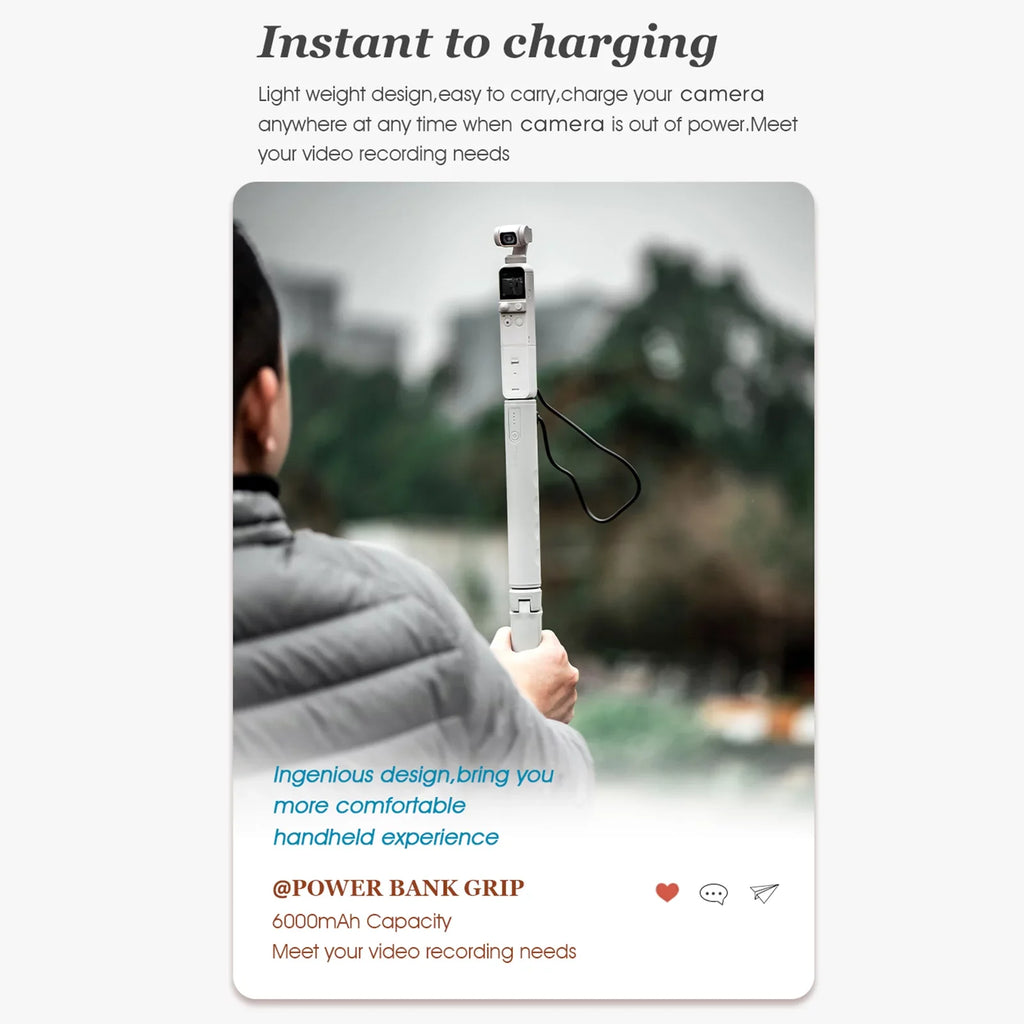 with Large Capacity 14 USB 2 for Replacement Multifunctional OSMO Action PALM FIMI Port Screw PALM Action 10 2 Bank Handle 6000mAh ONE 9 Battery Grip Power FIMI 8 Inch Charging hero